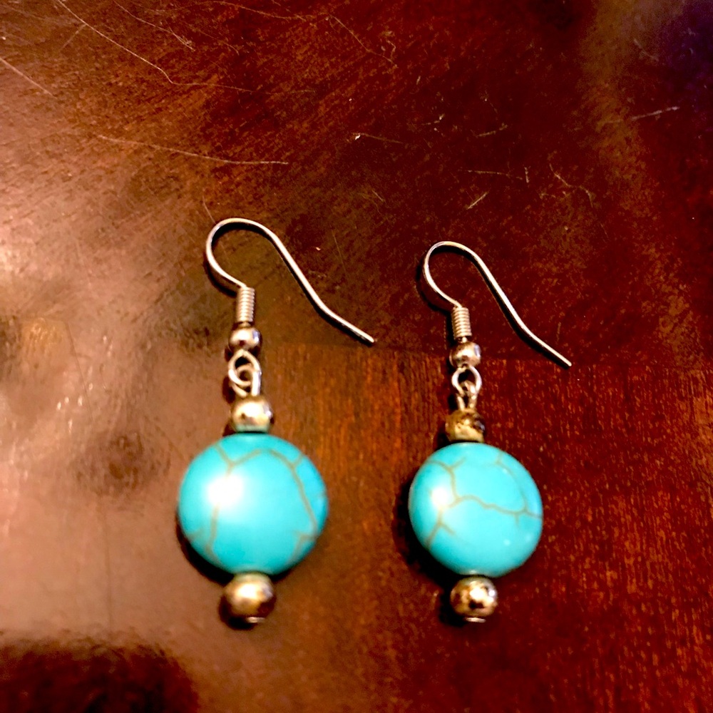 Turquoise and Silver Dangle Earrings
